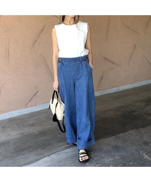 copine（コピン）の「ウエストリボン裾ロールアップワイドデニム(2color)【クリックポスト対象商品】（デニムパンツ・レディース・その他）」の9枚目の写真