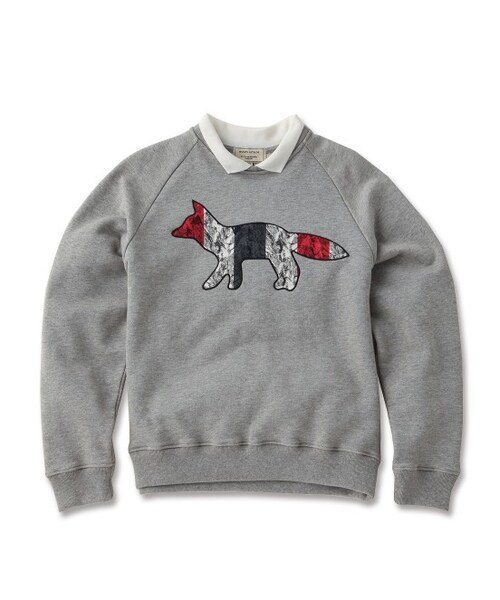 Maison Kitsune（メゾンキツネ）の「KITSUNEプリント　襟付きスウェットプルオーバー　FOX SWEATER（ニット・レディース・グレー/ホワイト系・S）」の2枚目の写真