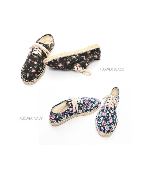 Re:EDIT（リエディ）の「[2014S/S展示会]エスパドリーユレースアップシューズスニーカー（シューズ・レディース・ブラック/ホワイト/クリームピンク/ピンク/レッド/クリームブルー/オーシャンブルー/クリームイエロー/グリーン/ギンガムブラック/ギンガムブルー/ギンガムピンク/ボーダーブラック/ボーダーブルー/ガーベラ柄/花柄ブラック/花柄ホワイト/ブルーデニム/ホワイトデニム/花柄ネイビー・XXS/XS/S/M/L/LL/3L）」の15枚目の写真