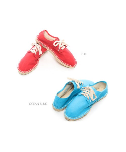 Re:EDIT（リエディ）の「[2014S/S展示会]エスパドリーユレースアップシューズスニーカー（シューズ・レディース・ブラック/ホワイト/クリームピンク/ピンク/レッド/クリームブルー/オーシャンブルー/クリームイエロー/グリーン/ギンガムブラック/ギンガムブルー/ギンガムピンク/ボーダーブラック/ボーダーブルー/ガーベラ柄/花柄ブラック/花柄ホワイト/ブルーデニム/ホワイトデニム/花柄ネイビー・XXS/XS/S/M/L/LL/3L）」の16枚目の写真