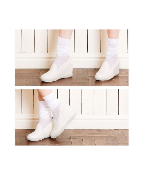 Re:EDIT（リエディ）の「CHICMUSE シックミューズ [CHICMUSE]美脚+8.5cmインヒールスリッポンスニーカー（シューズ・レディース・ブラック/ホワイト/コーラルピンク/ブルー/クリームブルー/ネイビーデニム/ブルーデニム/ストライプブルー/ストライプネイビー/ストライプレッド/レースホワイト/レースブラック/ブラックキャンバスPU/ホワイトキャンバスPU/ブルーキャンバスPU/ピンクキャンバスPU/グレーキャンバスPU/イエローキャンバスPU/レッドキャンバスPU/オーロラ・S/M/L/LL）」の10枚目の写真