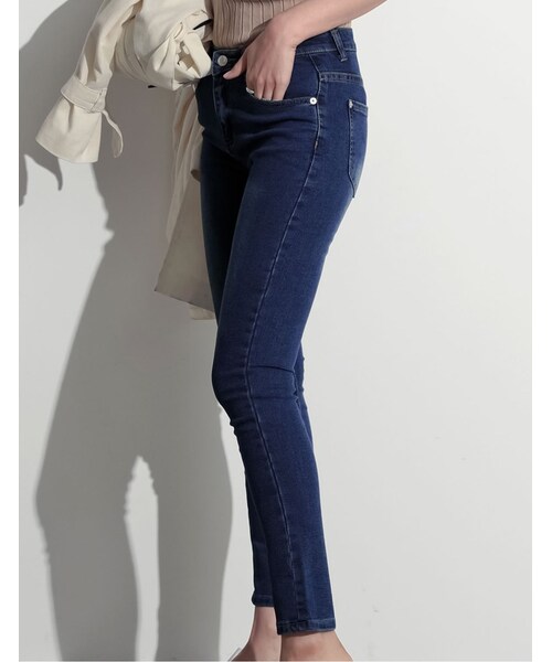 【XSサイズ】ストレッチスリムリブパンツ ネイビー XS レディース 未使用品 fifth パンツ 「低身長/高身長向けサイズあり」イージー