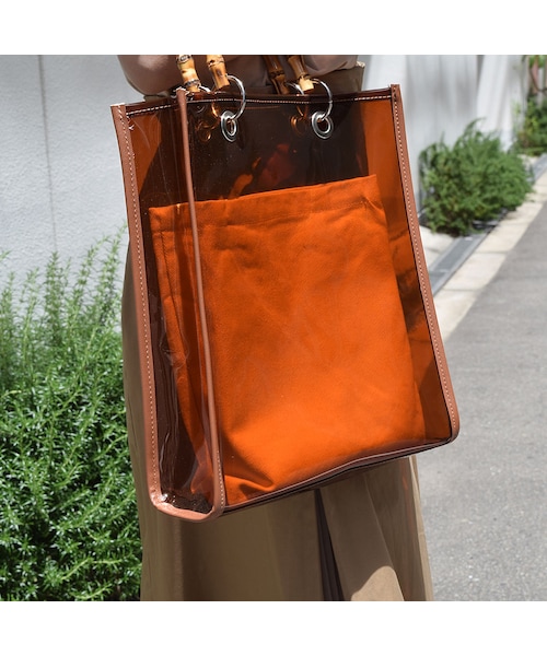 no brand（ノーブランド）の「バンブーハンドルビニールBAG（トート