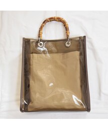ノーブランド クリアバッグ バンブーハンドル インナーバッグ付き 透け感 no brand（ノーブランド）の「バンブーハンドルビニールBAG