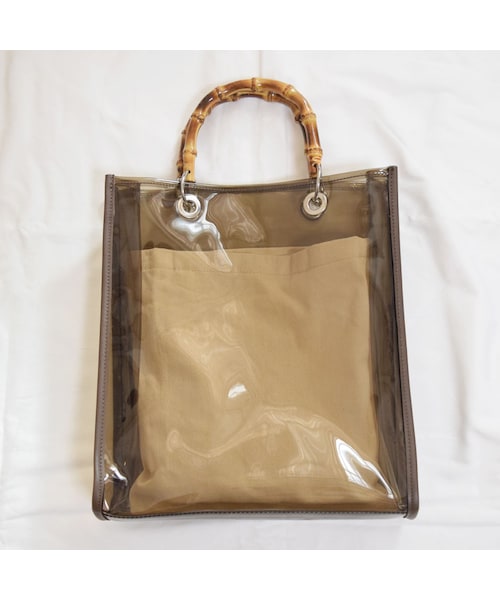 no brand（ノーブランド）の「バンブーハンドルビニールBAG（トート
