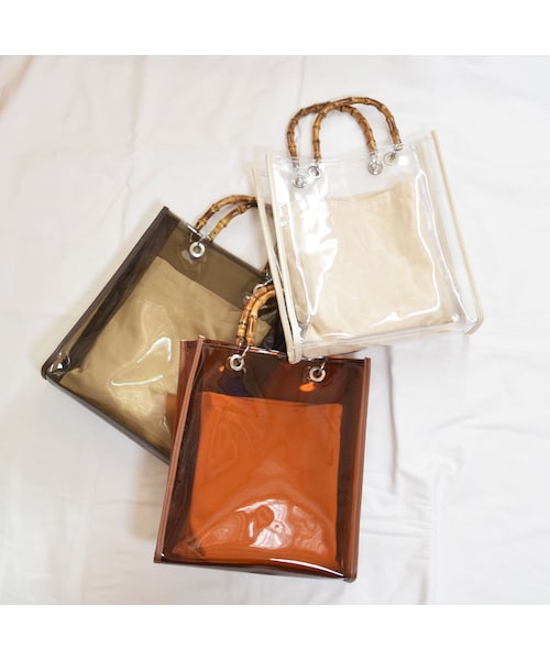 no brand（ノーブランド）の「バンブーハンドルビニールBAG（トート