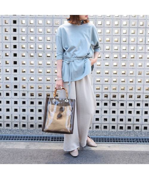 no brand（ノーブランド）の「バンブーハンドルビニールBAG（トート