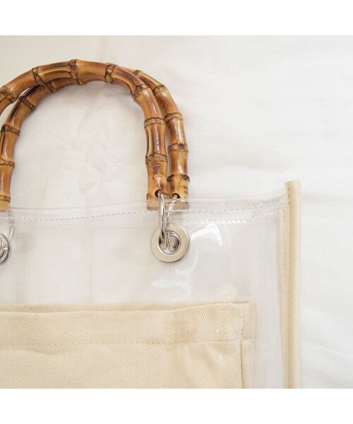 no brand（ノーブランド）の「バンブーハンドルビニールBAG（トート