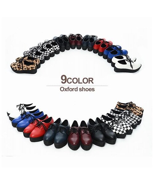 Re:EDIT（リエディ）の「【JELLY掲載】千鳥柄ｏｒレオパード柄orブロックチェック柄orベーシック無地厚底美脚+5cmトンガリオックスフォードレースアップスニーカー[130902new]（シューズ・レディース・ブラック/ホワイト/レッド/ブルー/ネイビー/レオパード/バーガンディ/ブロックチェック/チドリ・S/M/L/LL）」の7枚目の写真