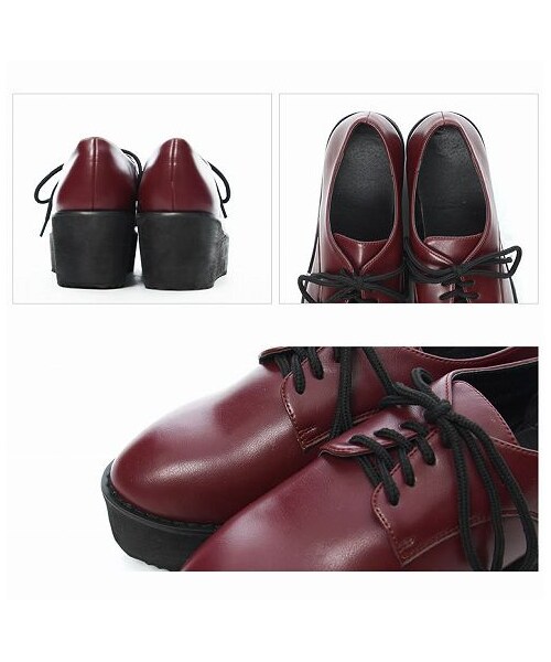 Re:EDIT（リエディ）の「【JELLY掲載】千鳥柄ｏｒレオパード柄orブロックチェック柄orベーシック無地厚底美脚+5cmトンガリオックスフォードレースアップスニーカー[130902new]（シューズ・レディース・ブラック/ホワイト/レッド/ブルー/ネイビー/レオパード/バーガンディ/ブロックチェック/チドリ・S/M/L/LL）」の10枚目の写真