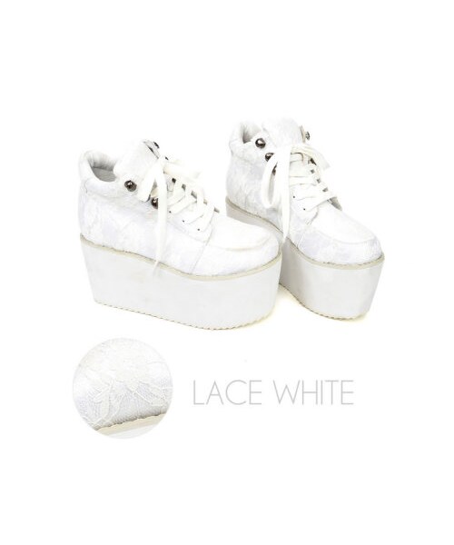 Re:EDIT（リエディ）の「[2014S/S展示会]【新色追加】ギザギザシャークソール美脚超厚底プラットフォームレースアップフェイクレザースニーカーシューズ（シューズ・レディース・ブラック/ホワイト/キャメル/ネイビー/レオパード/バーガンディ/ホワイト×ブラック/ブラック×ホワイト/ブロックチェック/イエロー×ホワイト/ピンク×ホワイト/グリーン×ホワイト/オーロラ×ホワイト/レースブラック/レースホワイト・S(002)/M(003)/L(004)/LL(005)）」の6枚目の写真