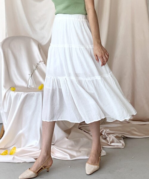 DHOLIC(ディーホリック)の「2TYPEギャザーロングスカート(スカート・レディース・ブラック/ブルー/ホワイト/その他・FREE)」の2枚目の写真