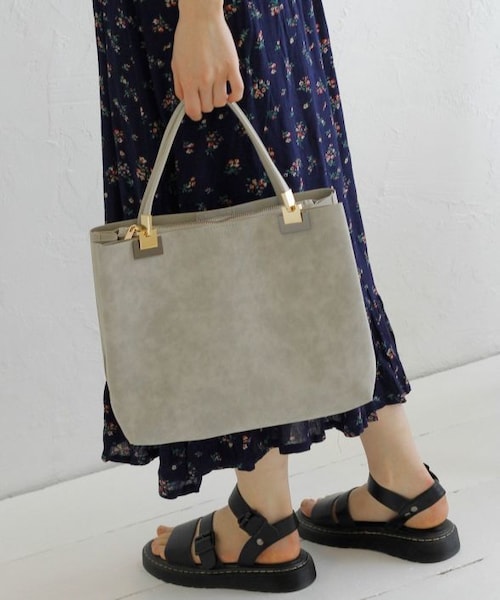 Crisp（クリスプ）の「スクエアトートバッグ（トートバッグ・レディース・ブラック/グレー・FREE）」の2枚目の写真