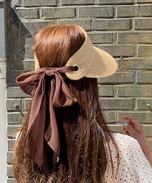 DHOLIC | バックシフォンリボンサンバイザー(サンバイザー)