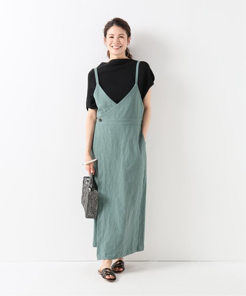 IENA LA BOUCLE 綿ネップツイルAラインワンピース