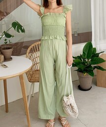 DHOLIC | フリルシャーリングスリーブレス&ワイドパンツSET(その他トップス)