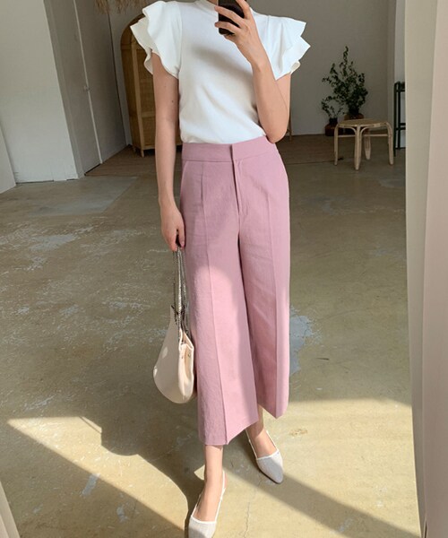 DHOLIC(ディーホリック)の「リネン混バックVカットワイドパンツ(その他パンツ・レディース・その他/ベージュ/ピンク・S/M)」の3枚目の写真