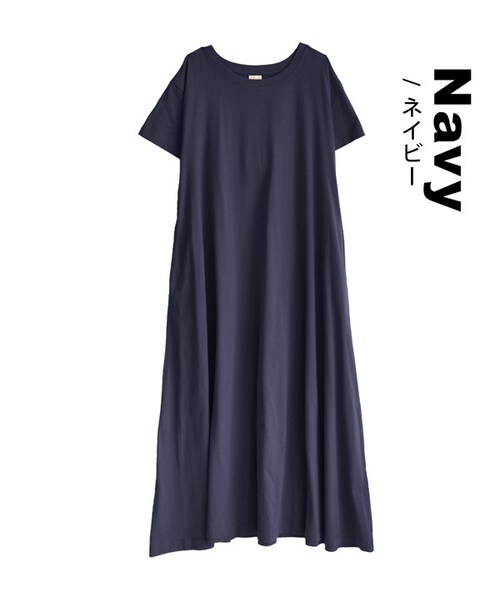 zootie（ズーティー）の「汗しみない マキシワンピース（ワンピース・レディース・イエロー/フーシャピンク/パープル/ロイヤルブルー/オフホワイト/ライトブルー/ラベンダー/モクグレー/ネイビー/ブラック・M-L/L-LL）」の5枚目の写真