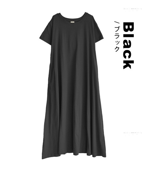 zootie（ズーティー）の「汗しみない マキシワンピース（ワンピース・レディース・イエロー/フーシャピンク/パープル/ロイヤルブルー/オフホワイト/ライトブルー/ラベンダー/モクグレー/ネイビー/ブラック・M-L/L-LL）」の3枚目の写真