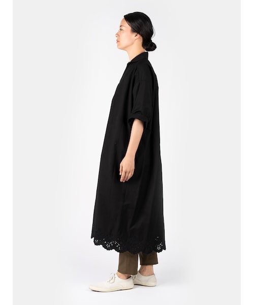 美品✨45R　ポプリン　カットワークレースワンピース　ブラック　現行　45rpm 美品✨45R ポプリン カットワークレースワンピース ブラック