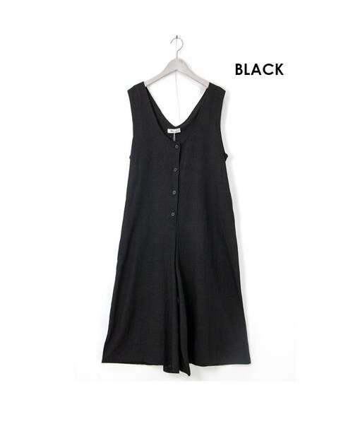 Sheson（シーズン）の「Sheson(シーズン)リネン混ワイドオールインワン（サロペット/オーバーオール・レディース・ベージュ/ブラウン/ブラック・FREE）」の2枚目の写真