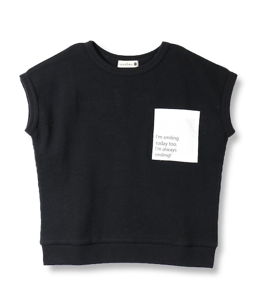 BRANSHES（ブランシェス）の「ワッフルタンクトップ（Tシャツ/カットソー・キッズ・オフホワイト/ブラック・90cm～150cm）」の2枚目の写真