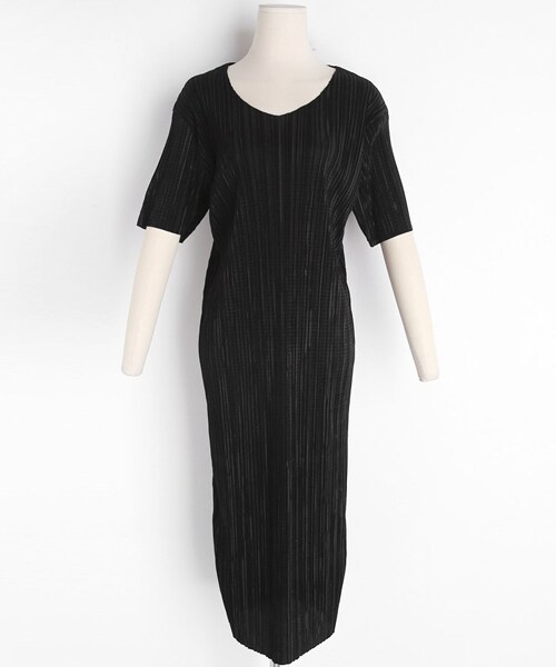 DHOLIC（ディーホリック）の「プリーツハーフスリーブワンピース（ワンピース・レディース・ピンク/グレー/ブラック・FREE）」の2枚目の写真