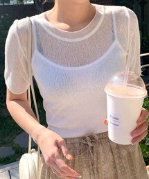 DHOLIC | シースルースリム半袖ニット(ニット/セーター)