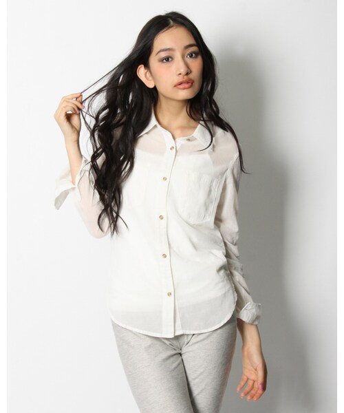 VICKY(ビッキー)の「オゾンボイルカラーシャツ(トップス・レディース・ホワイト/ピンク/ブルー/イエロー/グリーン・M)」の1枚目の写真