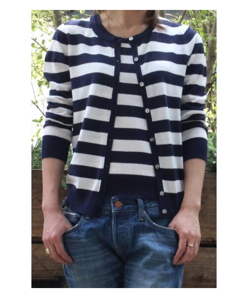 JOURNAL STANDARD relume（ジャーナルスタンダード　レリューム）の「C/AC HIGH TWIST ツインニット（カーディガン・レディース・ブラック/ホワイト/ネイビー A/ブルー A/レッド・フリー）」の6枚目の写真