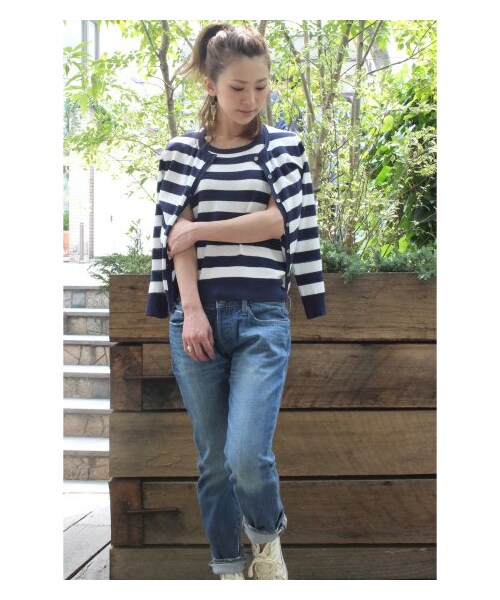 JOURNAL STANDARD relume（ジャーナルスタンダード　レリューム）の「C/AC HIGH TWIST ツインニット（カーディガン・レディース・ブラック/ホワイト/ネイビー A/ブルー A/レッド・フリー）」の14枚目の写真