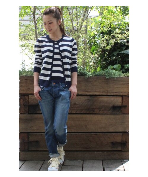 JOURNAL STANDARD relume（ジャーナルスタンダード　レリューム）の「C/AC HIGH TWIST ツインニット（カーディガン・レディース・ブラック/ホワイト/ネイビー A/ブルー A/レッド・フリー）」の15枚目の写真