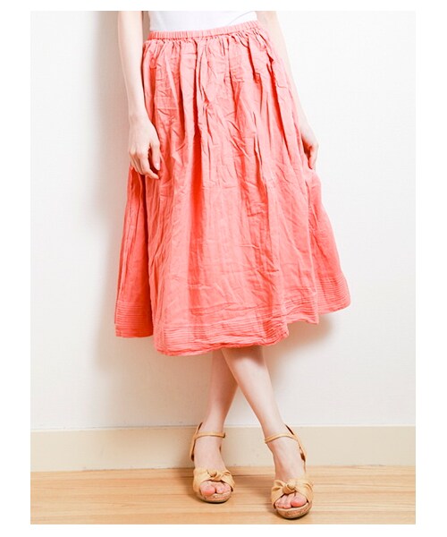 Green Parks fuuwa（グリーンパークスフーワ）の「【Special Price】ピンタック入りフレアロングスカート（スカート・レディース・オフホワイト/ピンク/グリーン/ネイビー・F）」の4枚目の写真