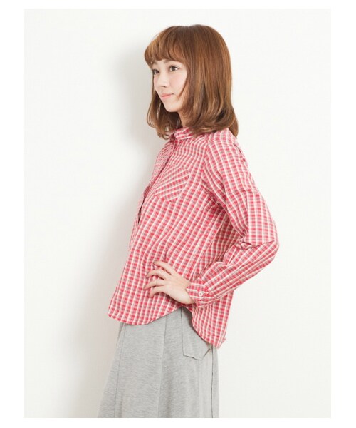 Green Parks fuuwa(グリーンパークスフーワ)の「【Special Price】・丸襟チェック長袖シャツ(シャツ・ブラウス・レディース・レッド/イエロー/ブルー・F)」の5枚目の写真