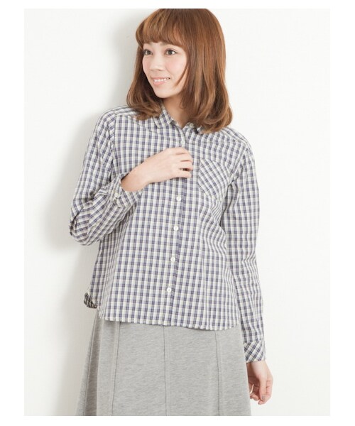 Green Parks fuuwa(グリーンパークスフーワ)の「【Special Price】・丸襟チェック長袖シャツ(シャツ・ブラウス・レディース・レッド/イエロー/ブルー・F)」の2枚目の写真