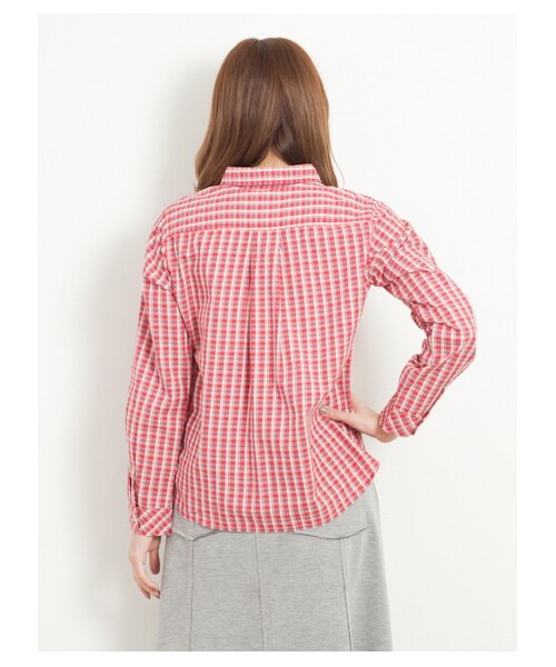 Green Parks fuuwa(グリーンパークスフーワ)の「【Special Price】・丸襟チェック長袖シャツ(シャツ・ブラウス・レディース・レッド/イエロー/ブルー・F)」の6枚目の写真