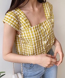 DHOLIC | ギンガムチェックボタンスリーブレス(その他トップス)