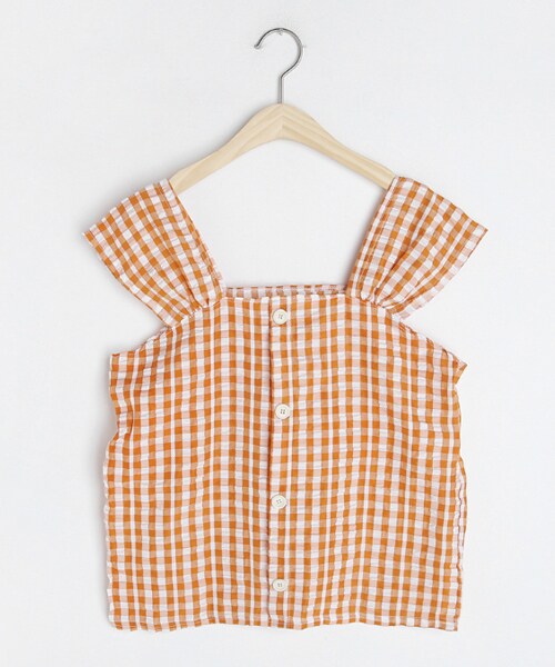 DHOLIC(ディーホリック)の「ギンガムチェックボタンスリーブレス(その他トップス・レディース・イエロー/その他/オレンジ・FREE)」の2枚目の写真