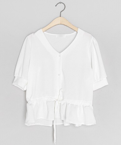 DHOLIC(ディーホリック)の「Vネックウエストマークブラウス(シャツ/ブラウス・レディース・ピンク/ホワイト/パープル・FREE)」の2枚目の写真