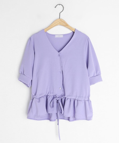 DHOLIC(ディーホリック)の「Vネックウエストマークブラウス(シャツ/ブラウス・レディース・ピンク/ホワイト/パープル・FREE)」の3枚目の写真