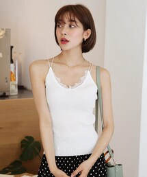 DHOLIC | レースVネックリブスリーブレス(キャミソール)