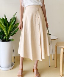 DHOLIC | リネン混ボタンフレアスカート(スカート)