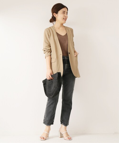 Spick & Span ベージュ ジップアップ ジャケット　サイズ　38 B.C STOCK｜Spick and Span/(W)リネンストレッチ テーラード