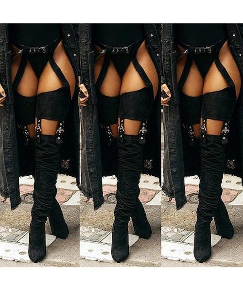 ALEXIA STAM ウエスタンニーハイブーツ ブラック ALEXIA STAM ブーツ Western Long Boots /ウエスタンロング