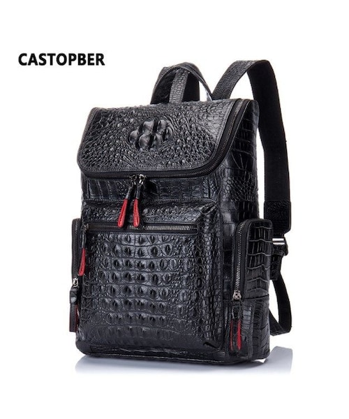 クロコダイルパターンリュック 黒 ブランド SAINT LAURENT サンローラン バックパック CITY シティ 534967