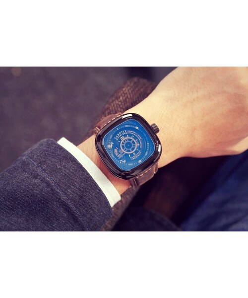 No Brand ノーブランド の Carotif スクエア 高級ブランド メンズ 腕時計 高級レザー ビジネス カジュアル ファッション 海外限定 ブランド 機械式腕時計 高級時計好きに アナログ腕時計 Wear