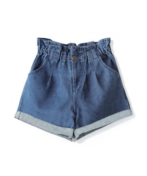 GRL | ウエストフリルハイウエストデニムショートパンツ(デニムパンツ)