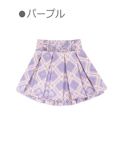 Bobon21（ボボンニジュウイチ）の「リボンチェック柄プリーツスカート-全３色-（スカート・レディース・グレー/パープル/レッド・S/M/L）」の2枚目の写真