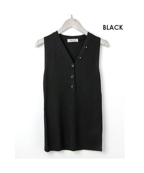 Sheson（シーズン）の「リブヘンリータンク（タンクトップ・レディース・ホワイト/ベージュ/ブラック・FREE）」の2枚目の写真