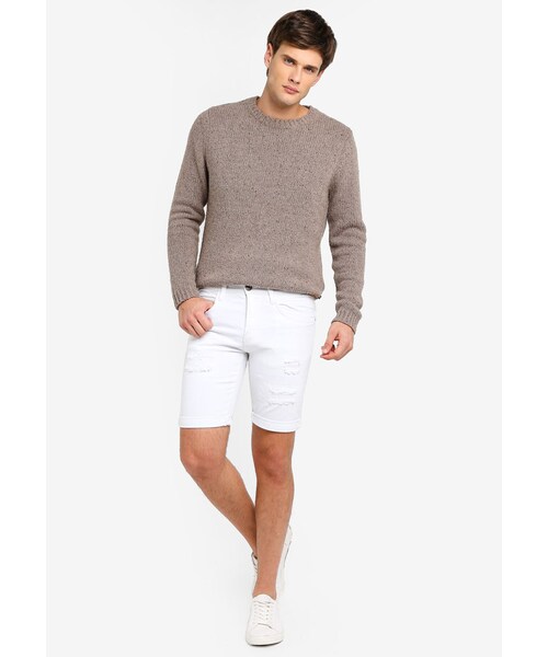Indicode Jeans(インディコーデジーンズ)の「Kaden Rip & Repair Fitted Denim Shorts(その他・メンズ・Offwhite・S/M/L/XL)」の4枚目の写真